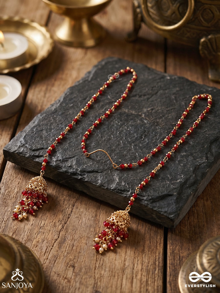 Rangvalli – Creeper Of Colours – Delicate Face Let With Slender Beaded Chains, Twin Side Falls And Dainty Ornamental End Details