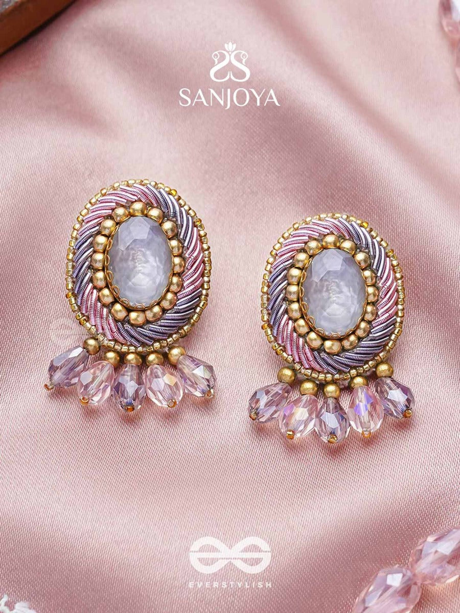 Arkasman- The Crystal Ball- Stones And Beads Embroidered Earrings