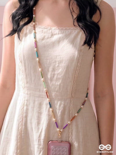 Multicolour Beaded Phone Sling With Pearl Accents