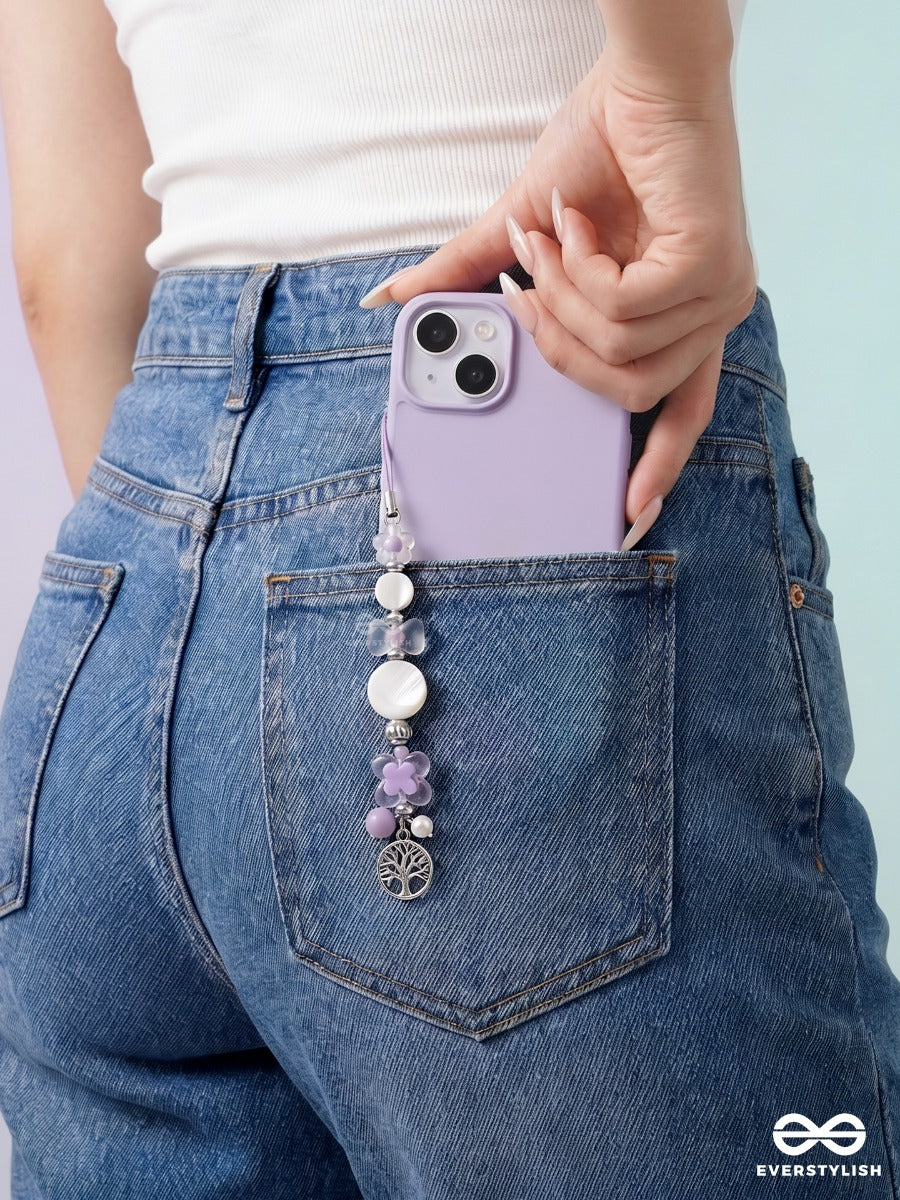 Bloom Within – Phone Charm With Tree Of Life, Floral Beads And Pearl Details