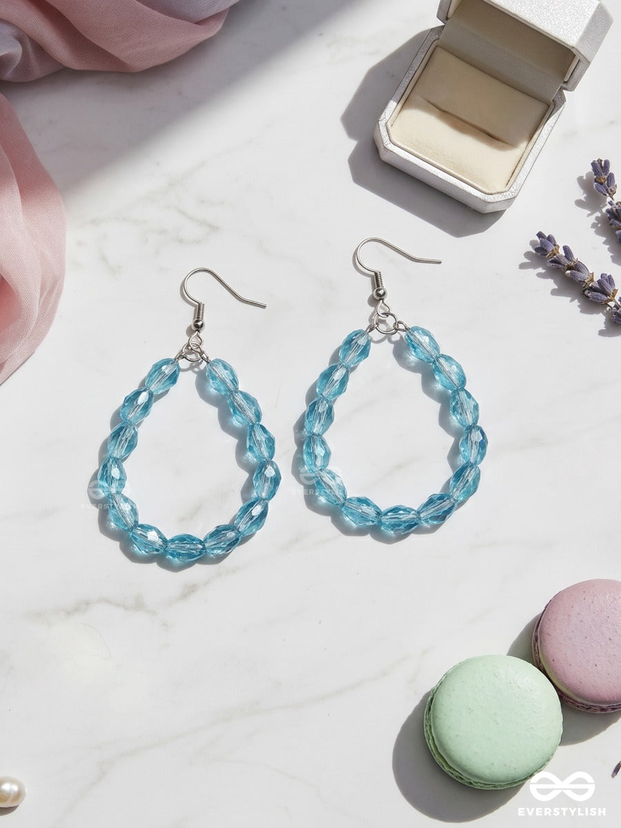 Sea Crystal – Faceted Blue Crystal Teardrop Earrings