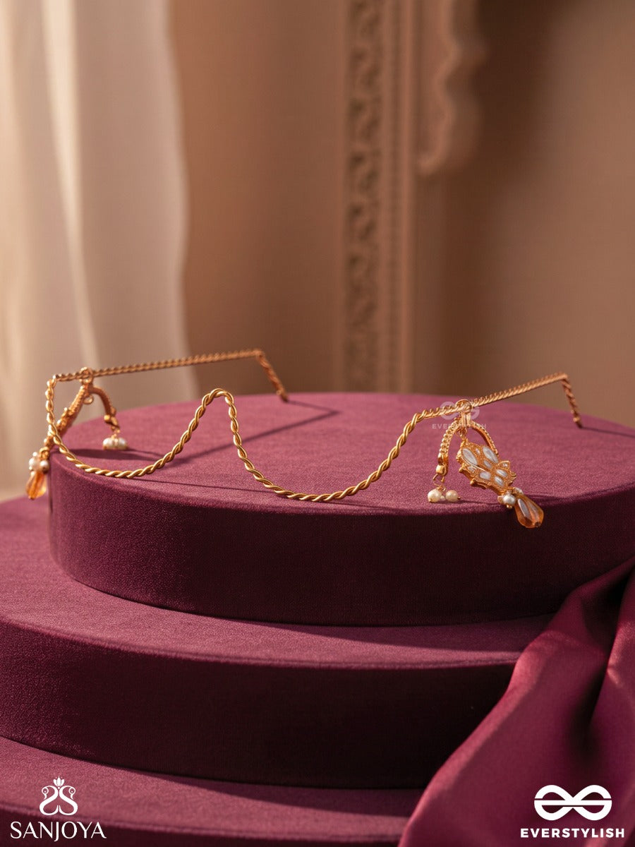 Kamodika – Bringer Of Joy – Delicate Face Let With Flowing Chains, Crystal Drops And Pearl Accents