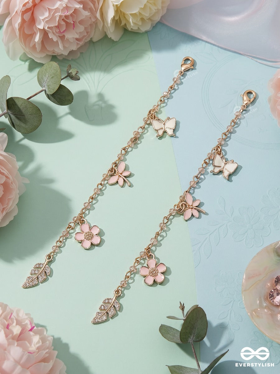 Golden Garland – Hair Clip Set Of 2 With Floral Charms, Pearls And Crystal Drops