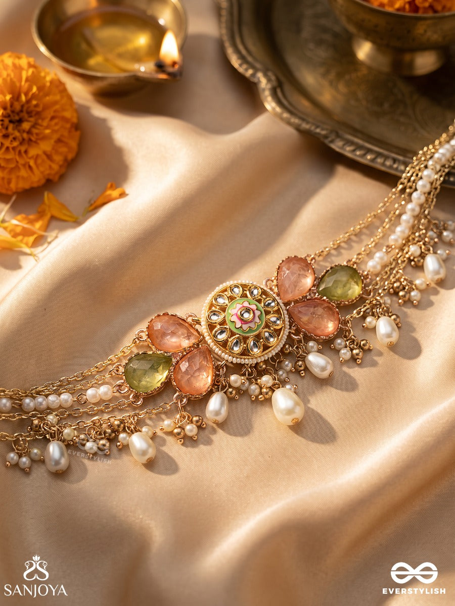 Tarunima - Freshness- Simple Graceful Choker Neckpiece With Gemstones, Kundan And Pearls