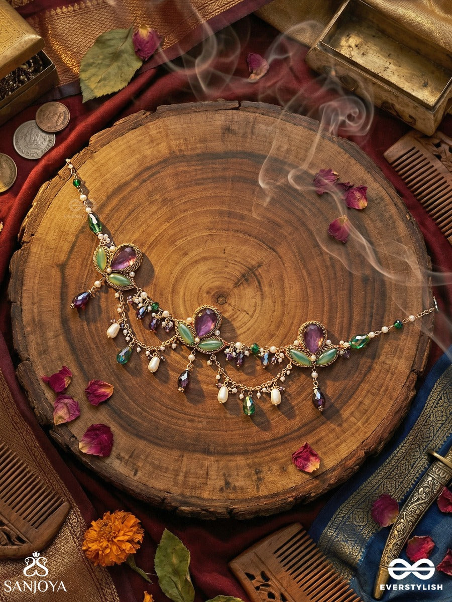 Aabharan - The Royal Ornament - Stones, Beads, Glass And Pearl Drop Embroidered Neckpiece With Anti-Tarnish Coating