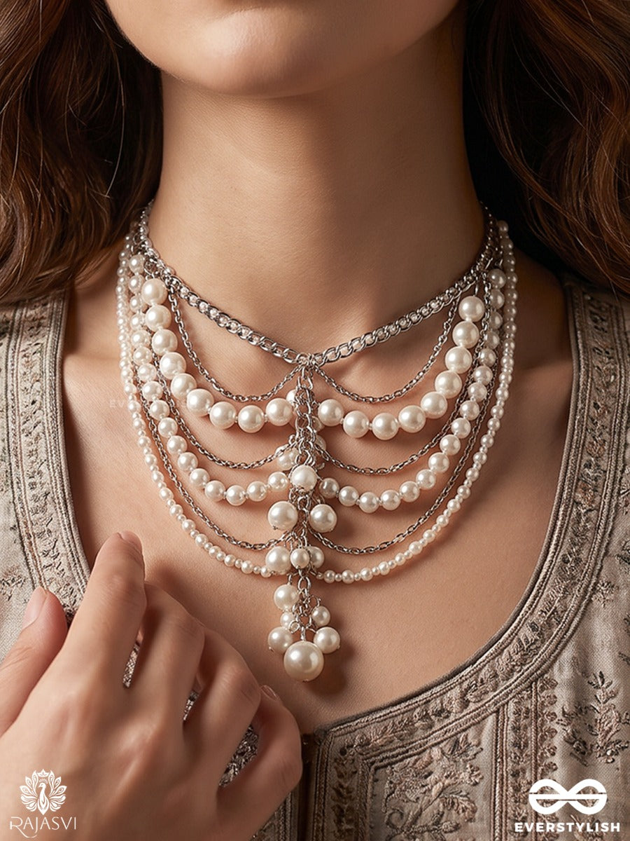Muktalaya – Oxidised 4-In-1 Multipurpose Layered Chain With Pearl Strands