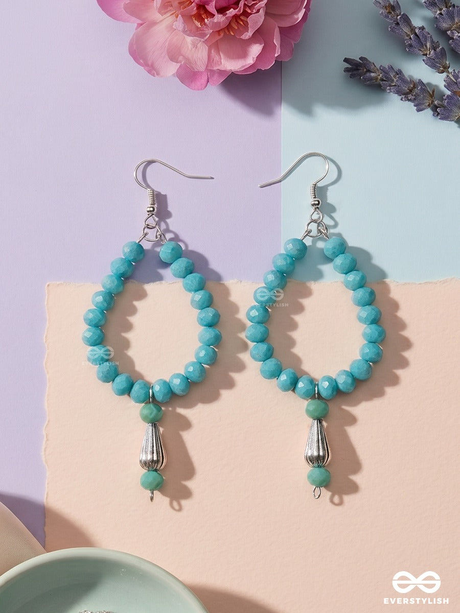 Blue Caravan – Beaded Teardrop Earrings With Antique Silver Cone Drops