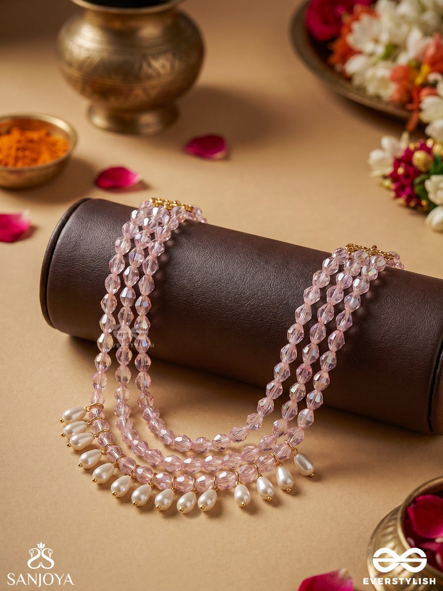 Pushkari – Sacred Lotus – Elegant Three-Row Choker With Lustrous Pearl Strands And Delicate Pearl Fringes