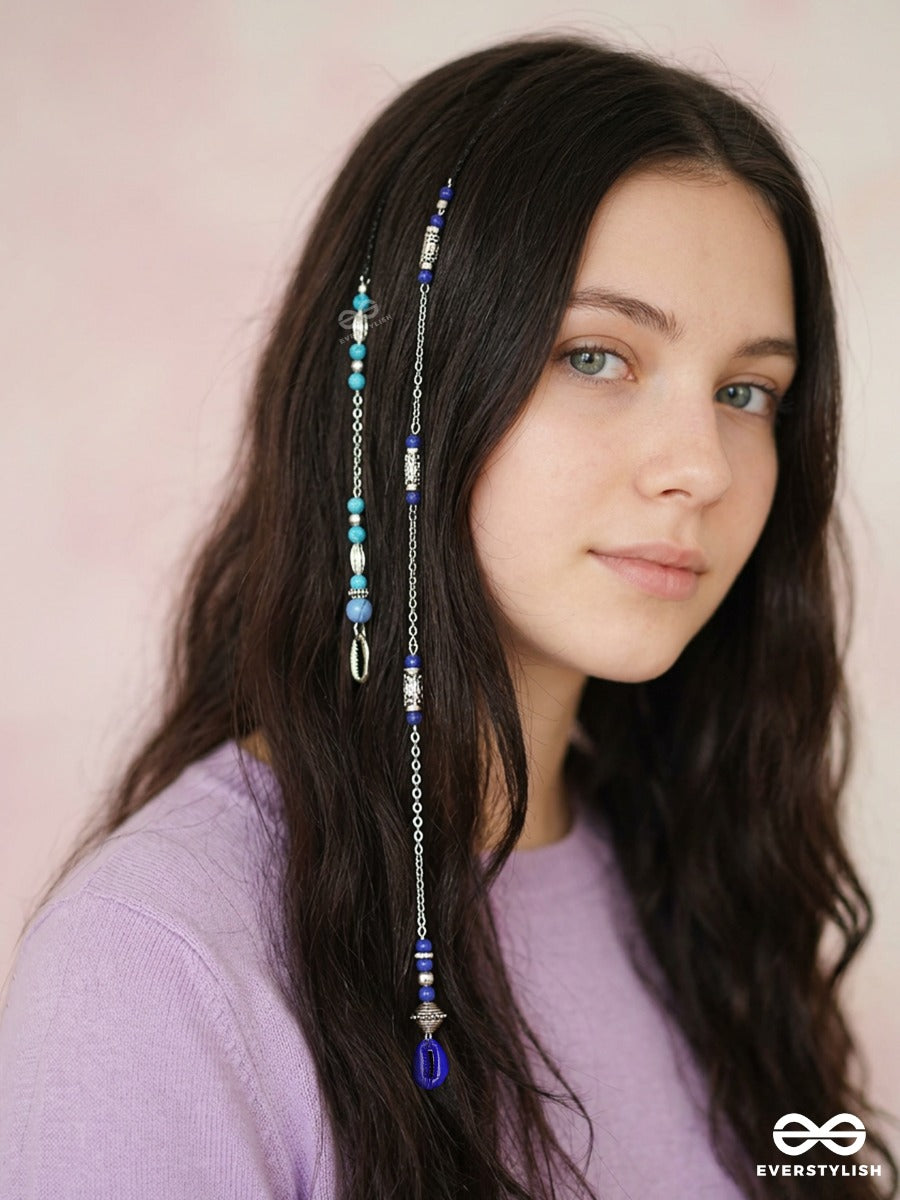 Ocean Guardian – Hair Clip (Single) With Evil Eye Beads, Turquoise Crystals And Shell Charm