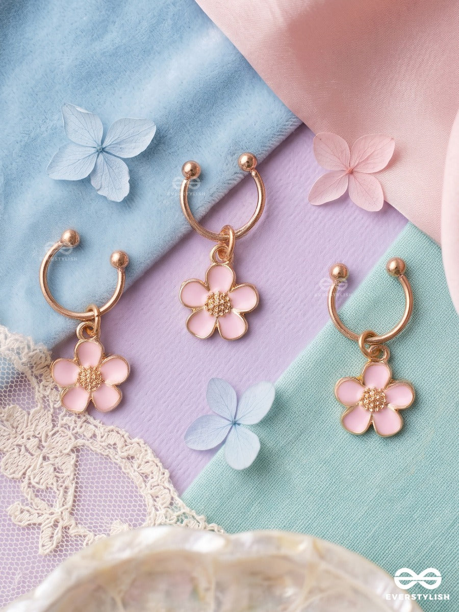Rosy Rush – Mini Daisy Hair Cuff Set Of 3 With Blush Pink Flower Charms