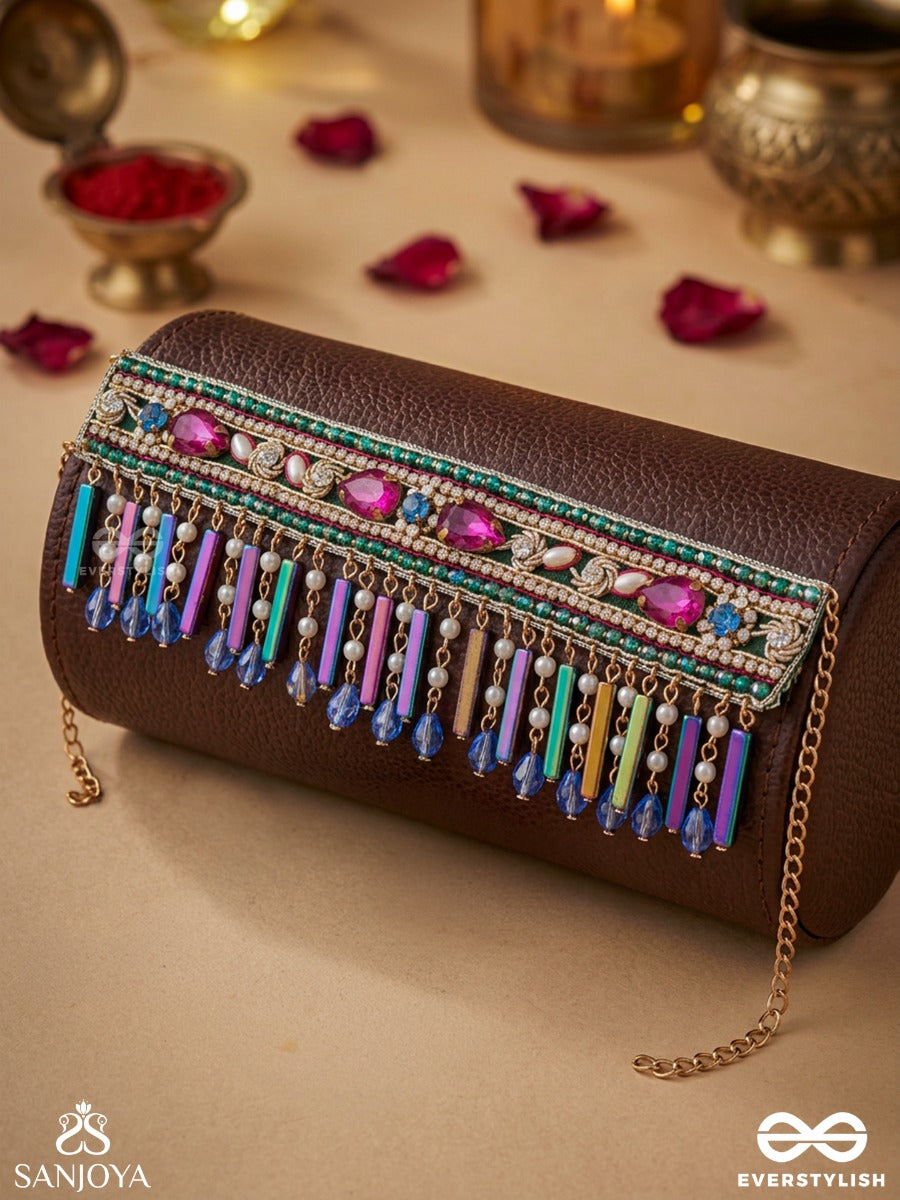 Samragyi – Empress – Heritage Choker With Multi-Colour Meenakari, Kundan Detailing And Dangling Crystal Fringes