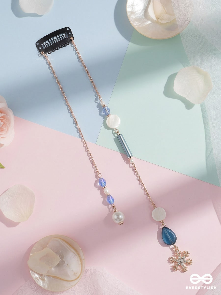 Marina Bloom – Hair Clip With Navy Stones, Pearls, Blue Crystals And Daisy Charm