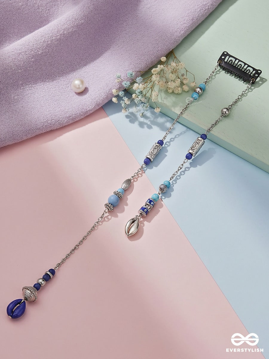 Ocean Guardian – Hair Clip (Single) With Evil Eye Beads, Turquoise Crystals And Shell Charm