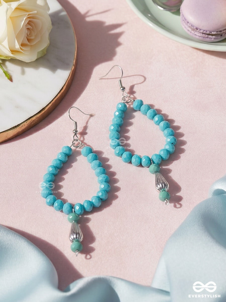 Blue Caravan – Beaded Teardrop Earrings With Antique Silver Cone Drops