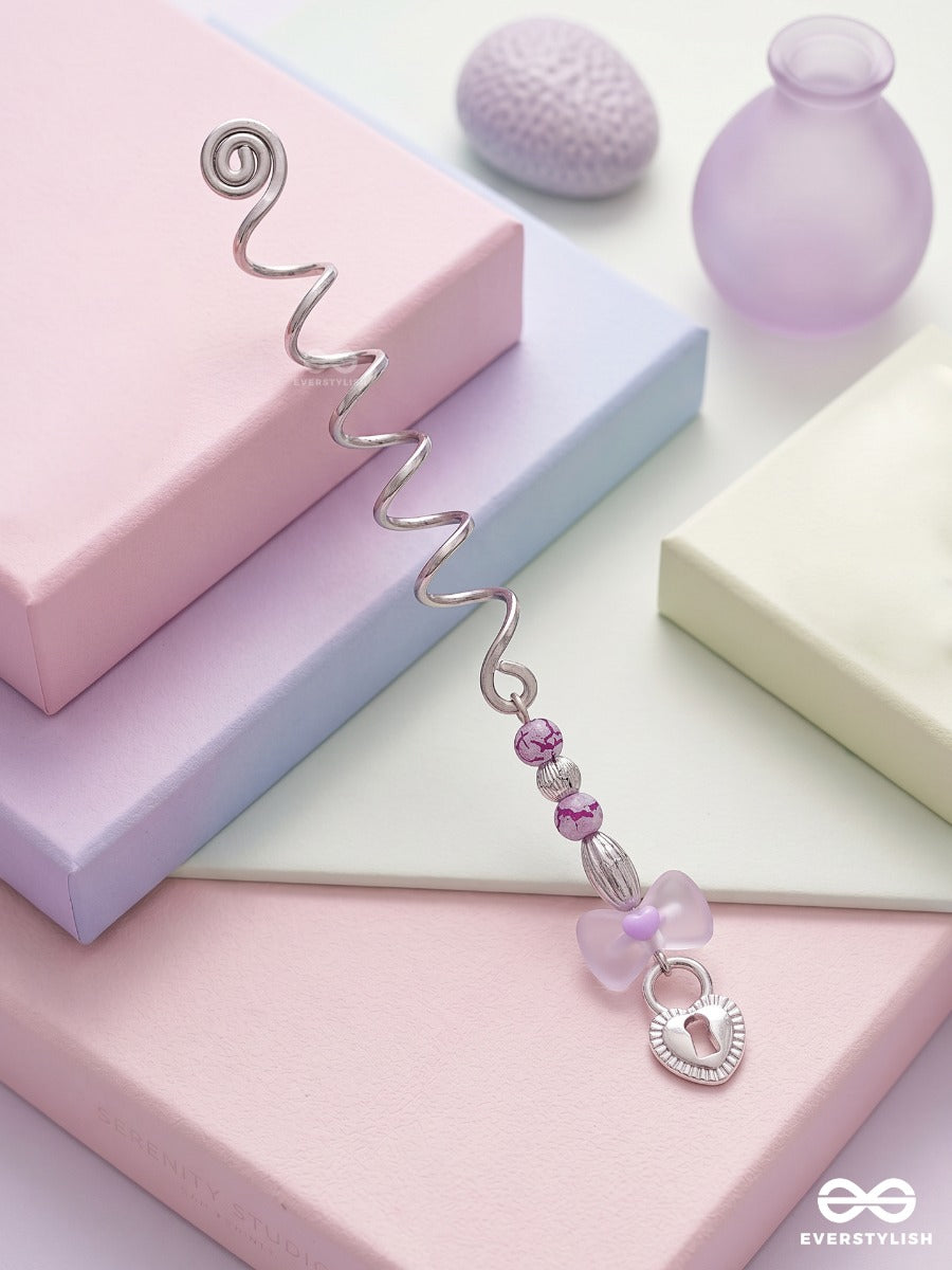 Lilac Wish – Silver Spiral Braidlet With Pastel Purple Accent Bow And Charm Drop