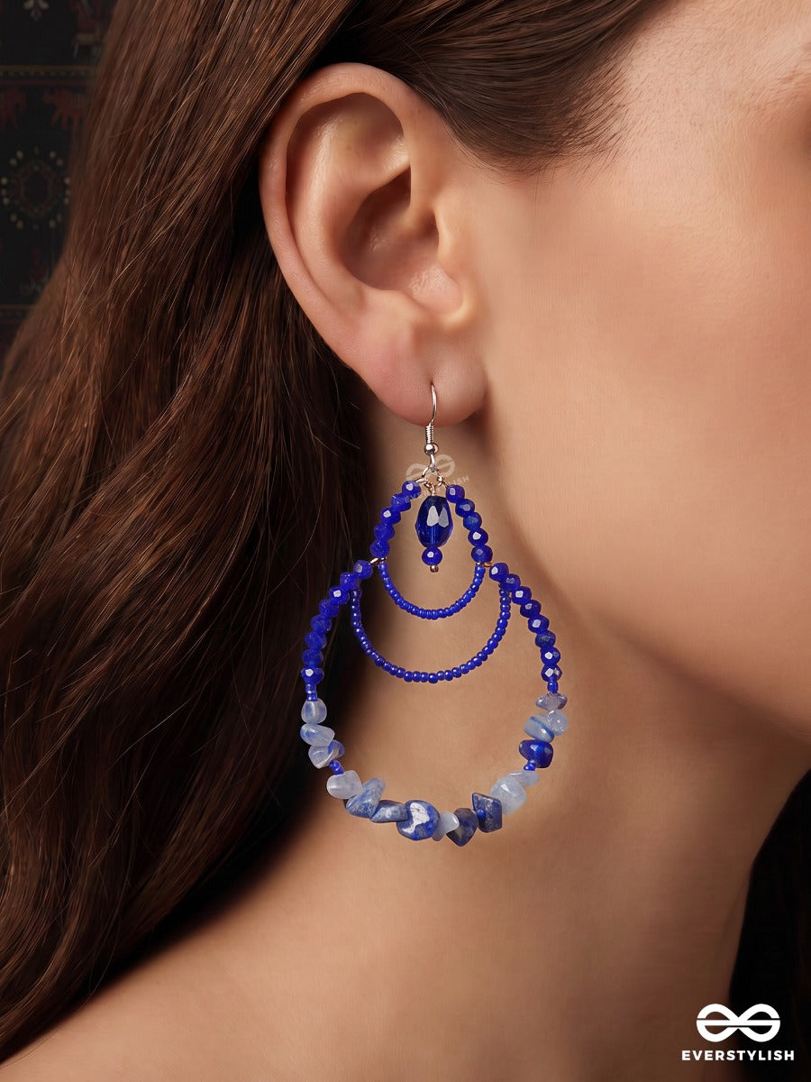 Lapis Breeze – Blue Stone Teardrop Earrings With Cobalt Beads