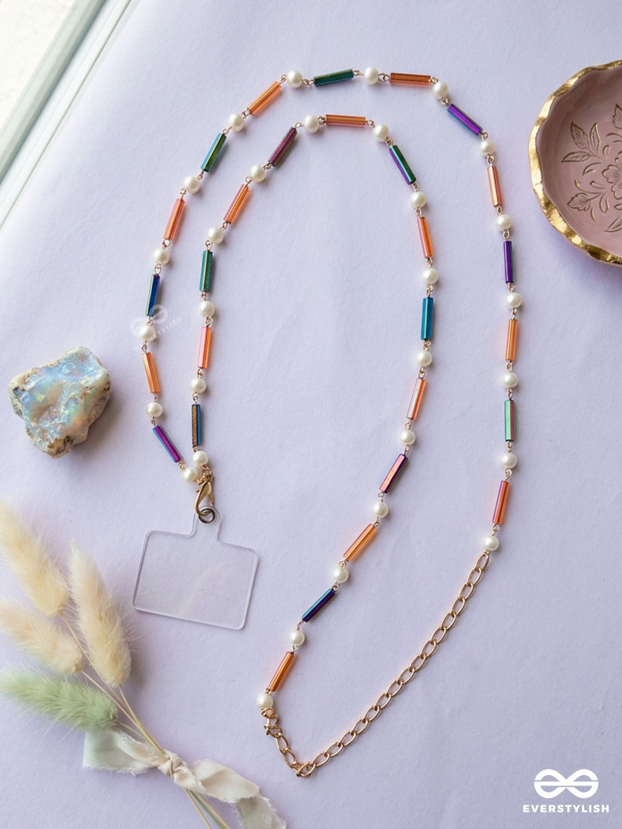 Multicolour Beaded Phone Sling With Pearl Accents