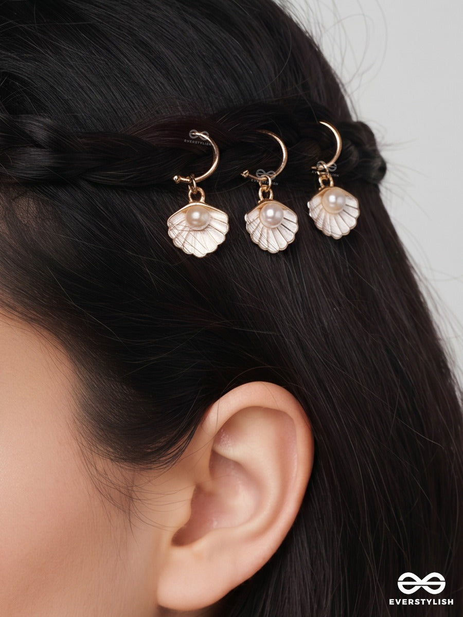 Seabloom – Gold-Tone Hair Accessory Set Of 3 With Shell Charms