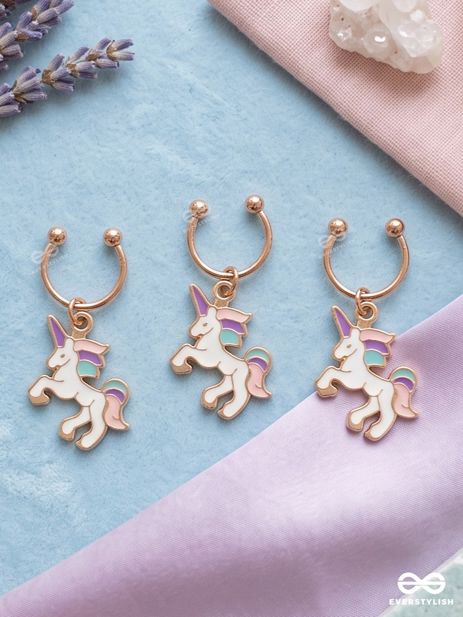 Unicore – Gold-Tone Hair Accessory Set Of 3 With Mini Unicorn Charms