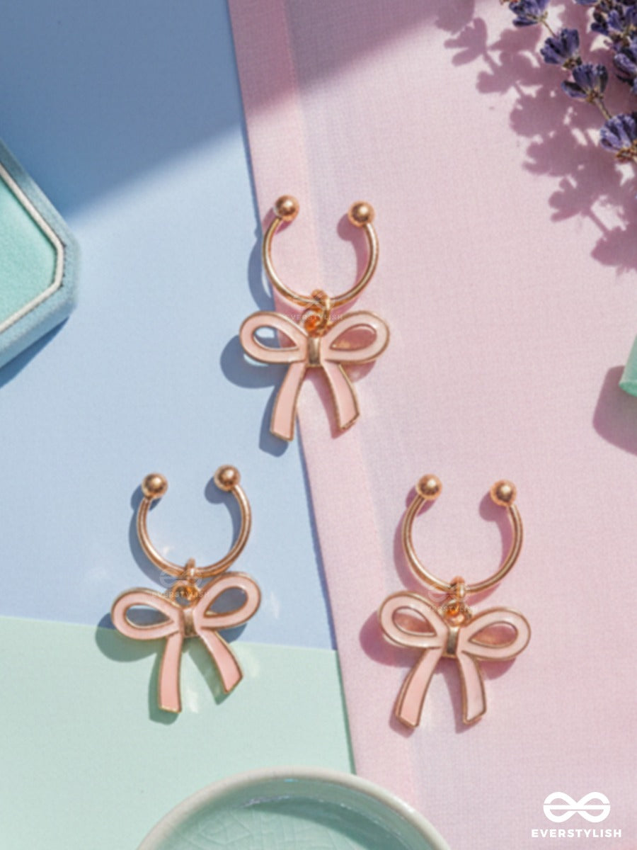 Pretty Loops – Mini Bow Hair Accessory Set Of 3 With Blush Enamel Charms And Gold-Tone Details