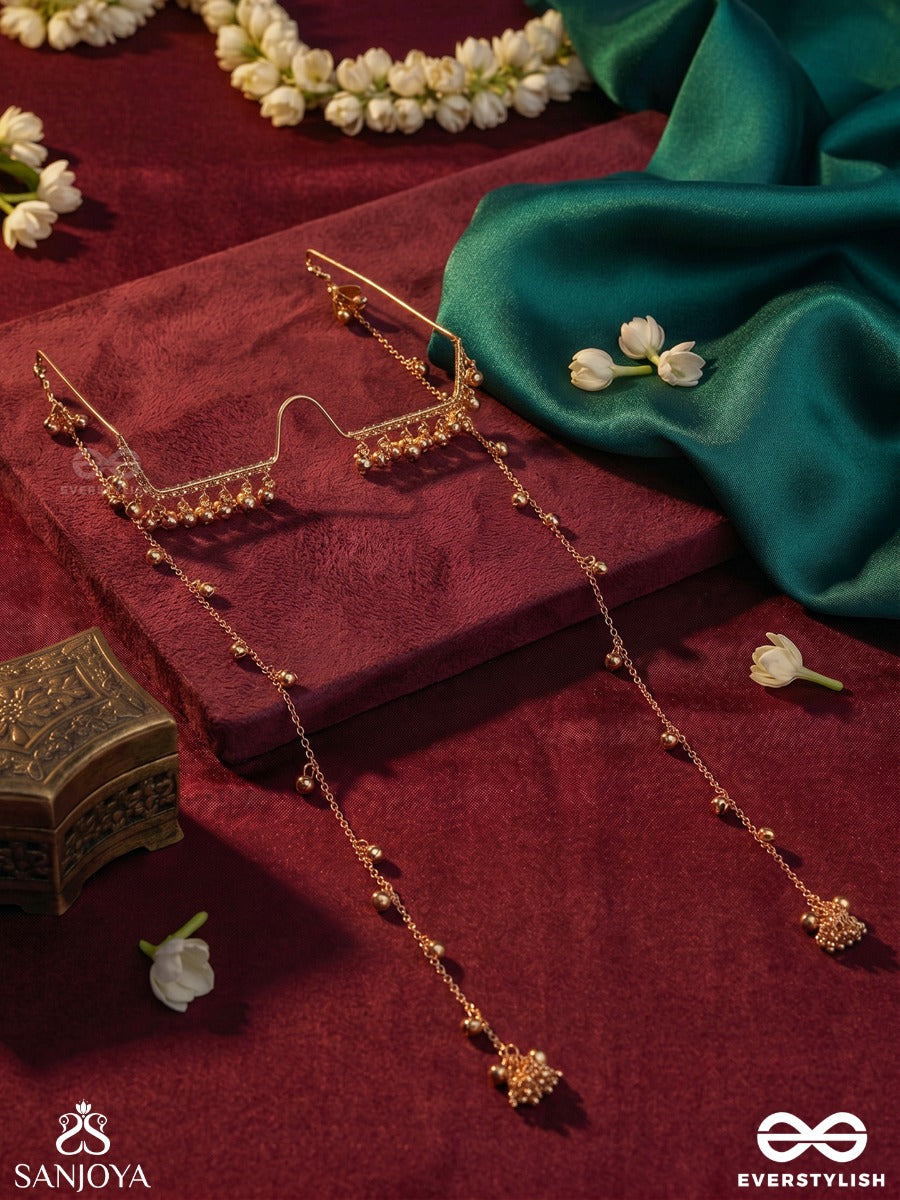 Hridaya – Heart Of Grace – Delicate Facelet With Slender Golden Chains, Floral Links And Ghungroo Drops