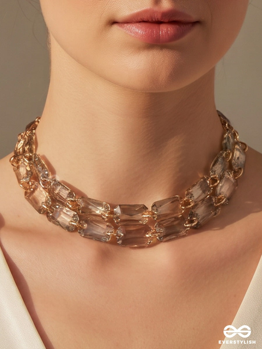 Ice Shimmer – Multiway Chain With Faceted Clear Crystal Beads That Can Be Styled As Necklace; Scarf-Style Necklace; Waist Chain; Knot Necklace