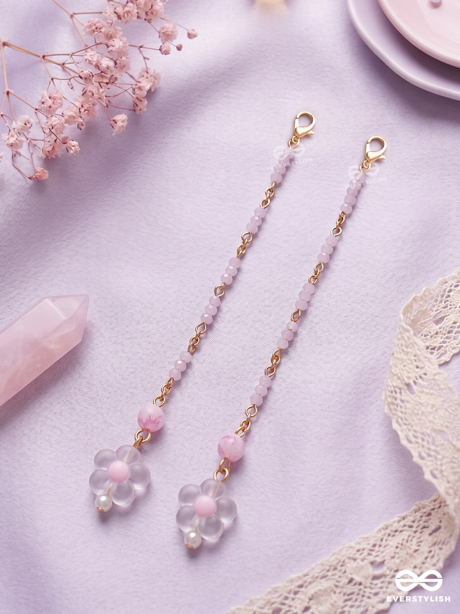 Blush Bells – Set Of 2 Gold-Tone Hair Accessories With Pink Beads And Flower Clusters