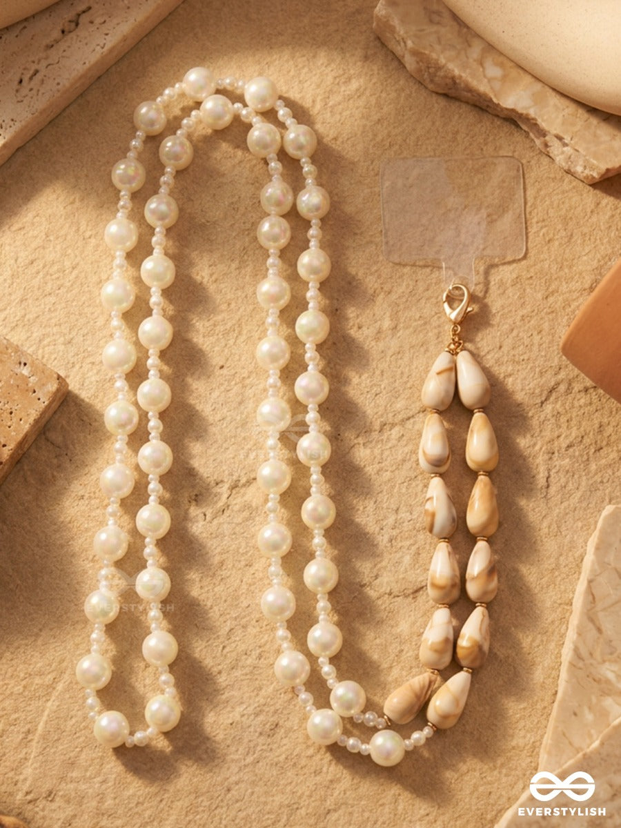 Pearl On Call – Pearl Phone Sling With Natural Shell Details