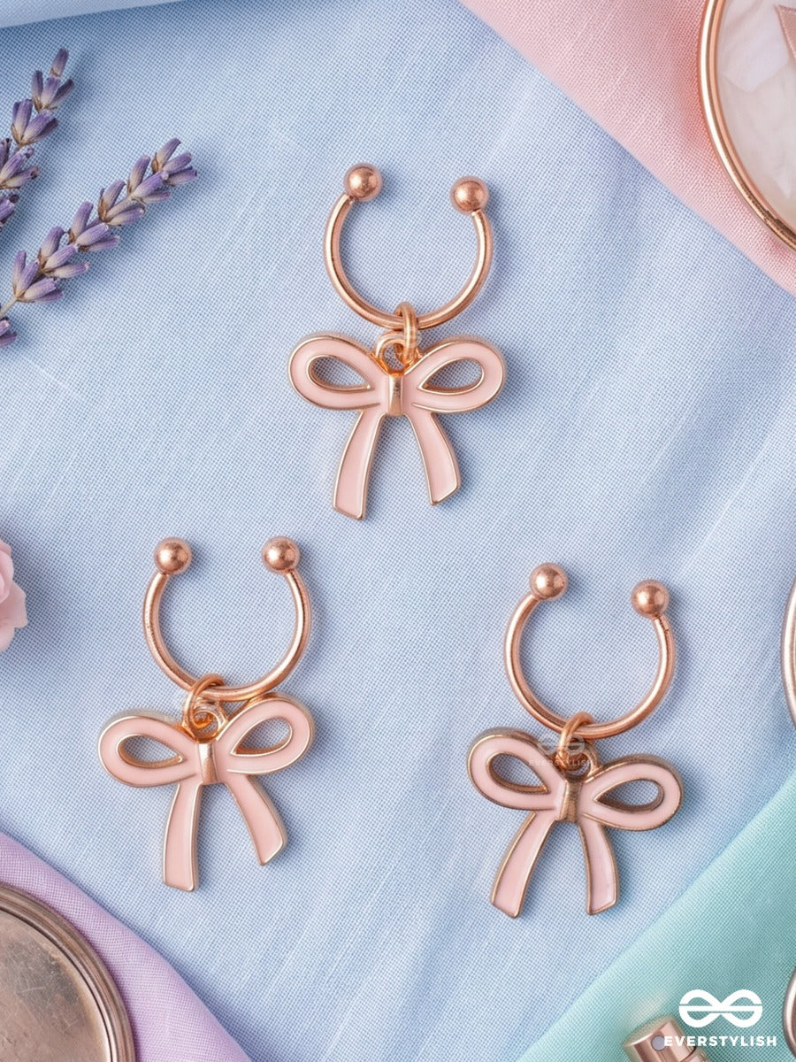 Pretty Loops – Mini Bow Hair Accessory Set Of 3 With Blush Enamel Charms And Gold-Tone Details