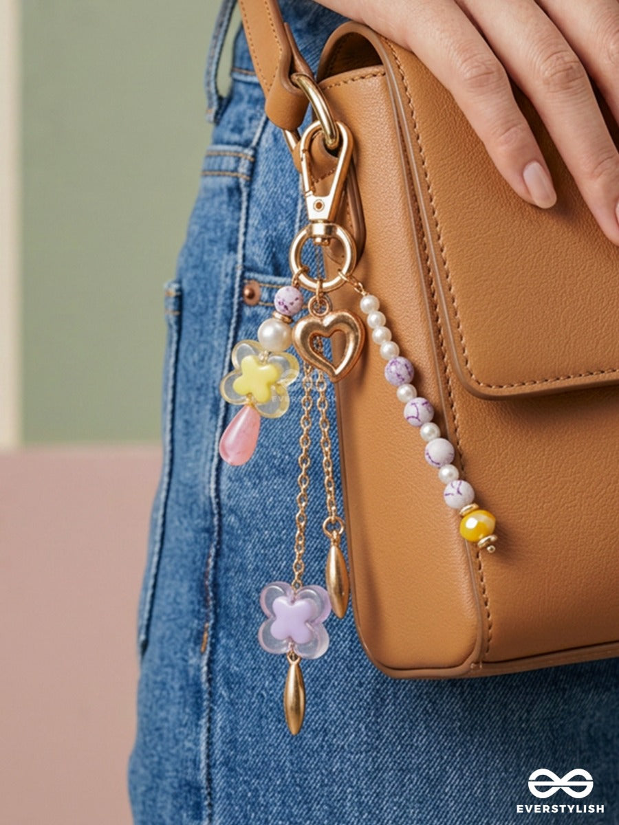 Bloom Pop – Pastel Bag Charm With Floral And Crystal Details