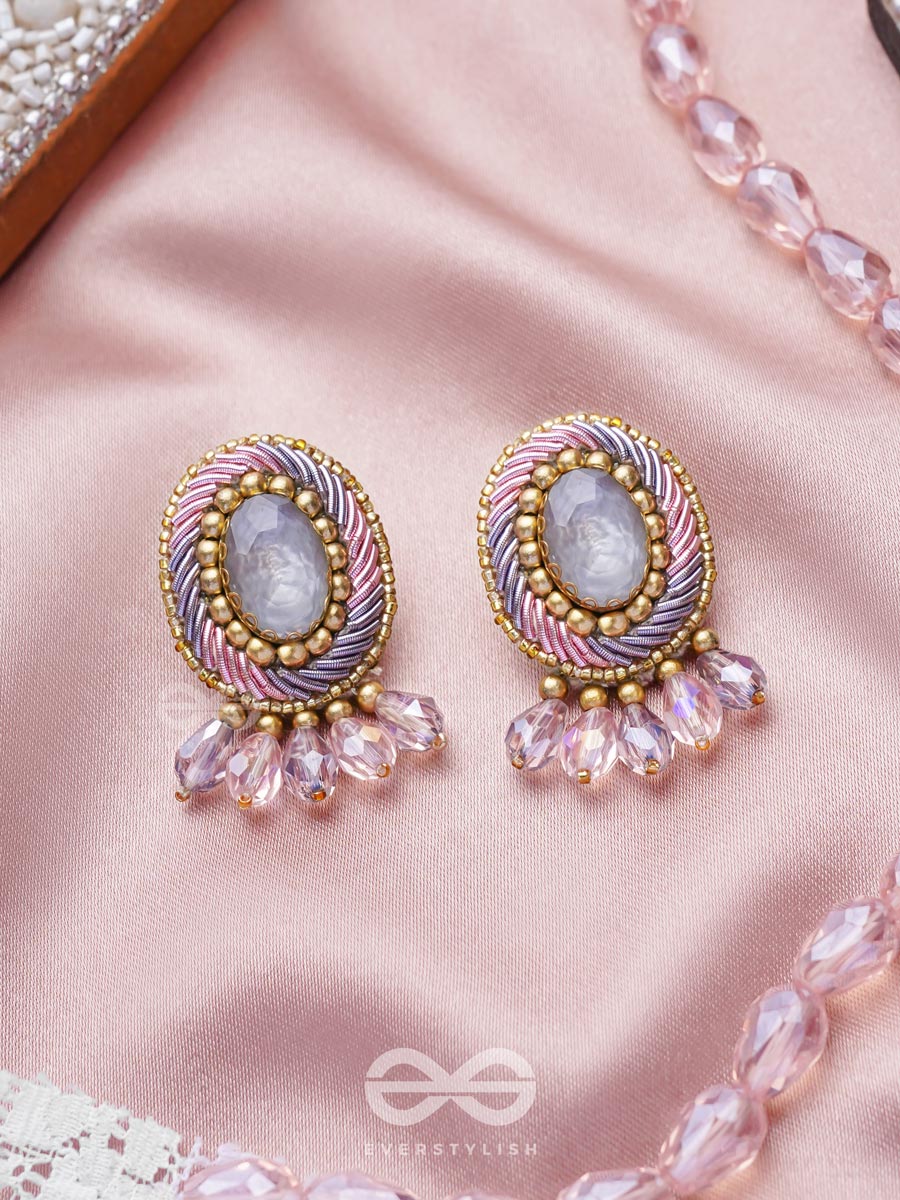 Arkasman- The Crystal Ball- Stones And Beads Embroidered Earrings
