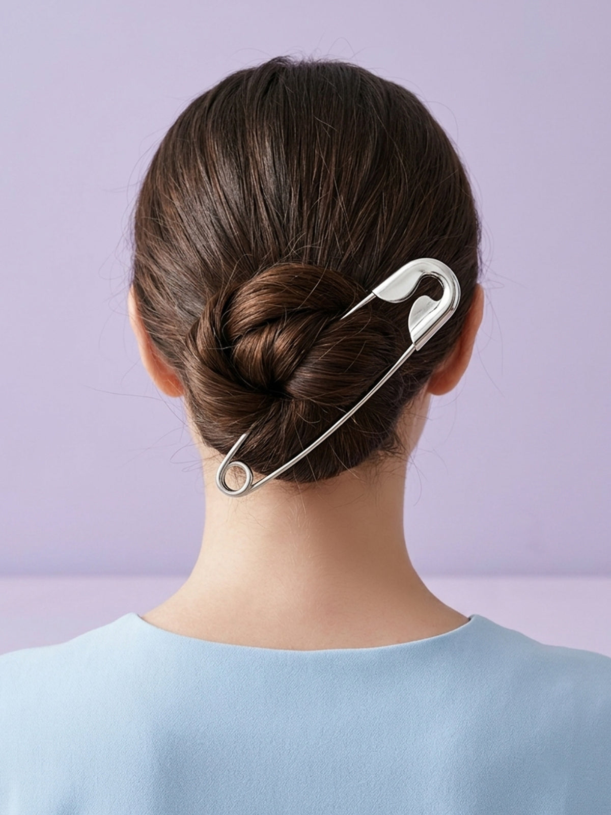 Pinned Up - Silver-Tone Safety Pin Hair Accessory
