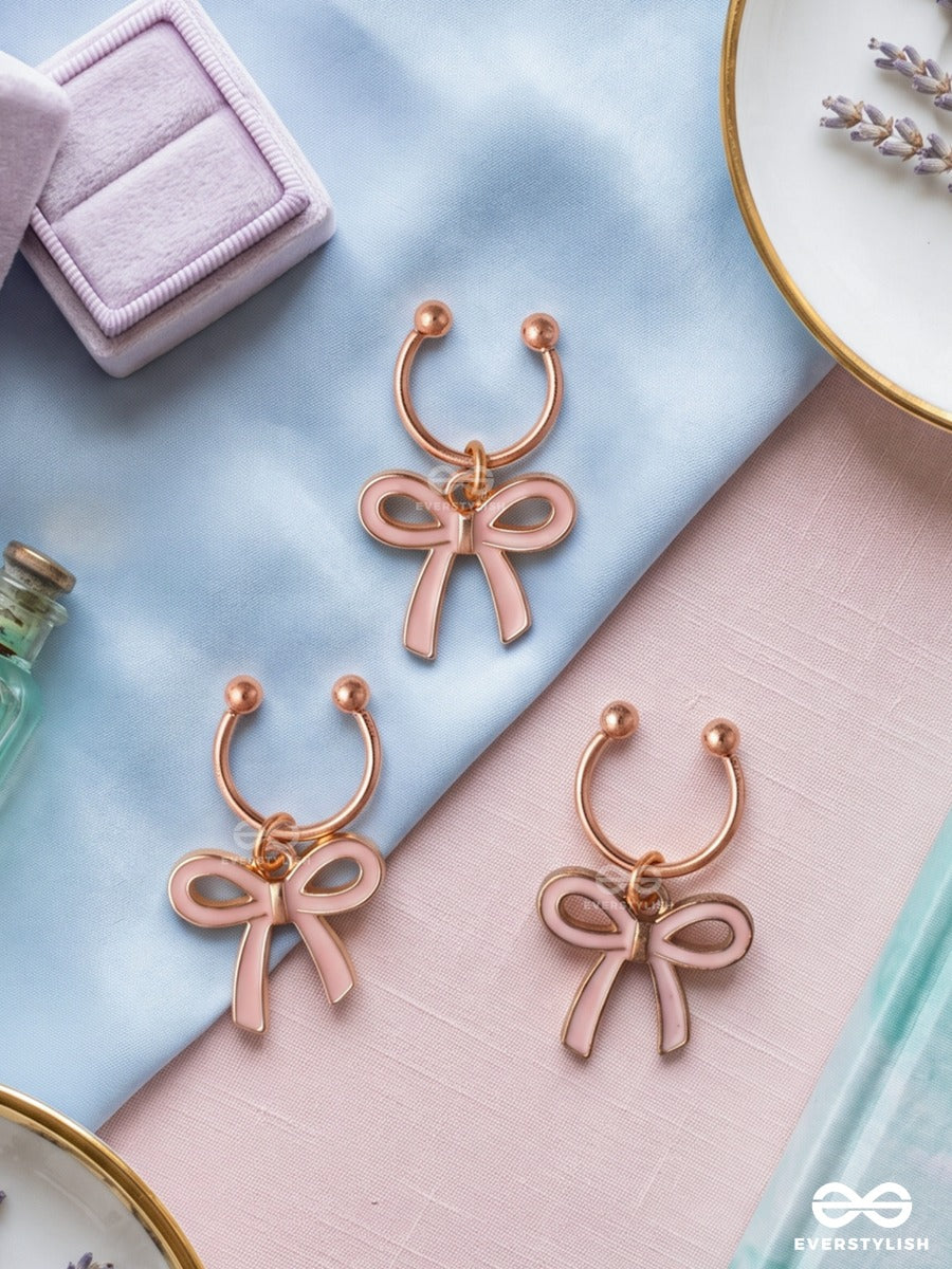 Pretty Loops – Mini Bow Hair Accessory Set Of 3 With Blush Enamel Charms And Gold-Tone Details