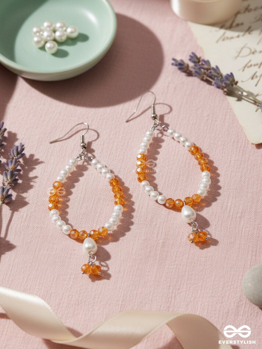 Sunshower – Pearl Teardrop Earrings With Honey Crystal Accents