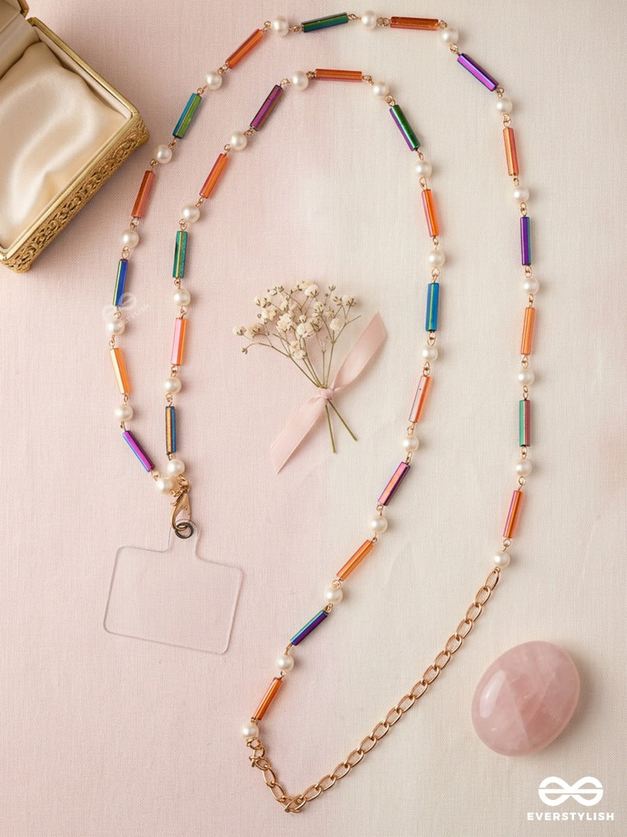 Multicolour Beaded Phone Sling With Pearl Accents