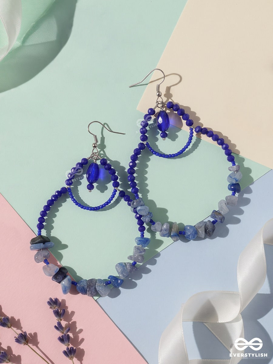 Lapis Breeze – Blue Stone Teardrop Earrings With Cobalt Beads