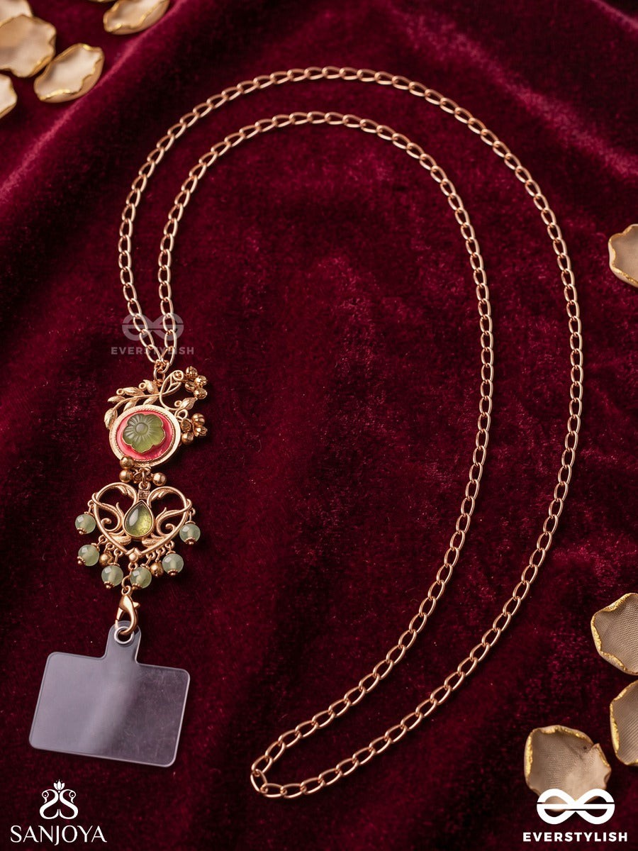 Nakkashi – Ornate Artistry – Heritage Phone Sling With Golden Chainwork, Colourful Enamel Motifs And Delicate Ghungroo Charms