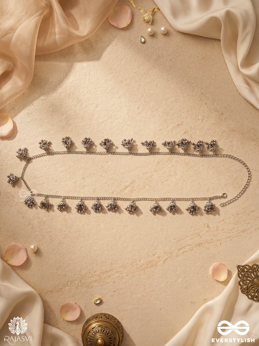 Latakshi – Oxidised Waist Chain With Dainty Floral Charms
