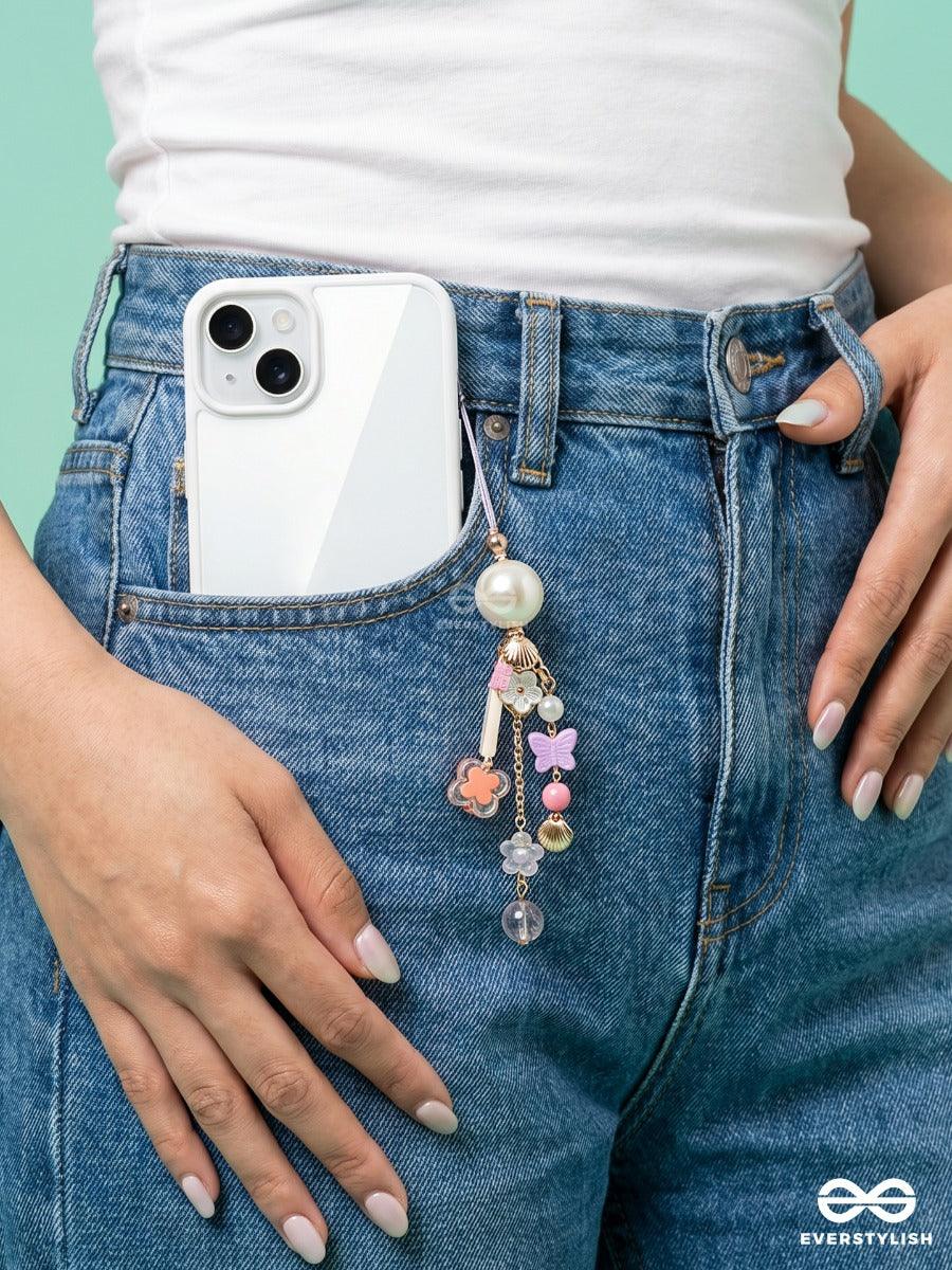 Peachy Keen – Pastel Phone Charm With Flower Details