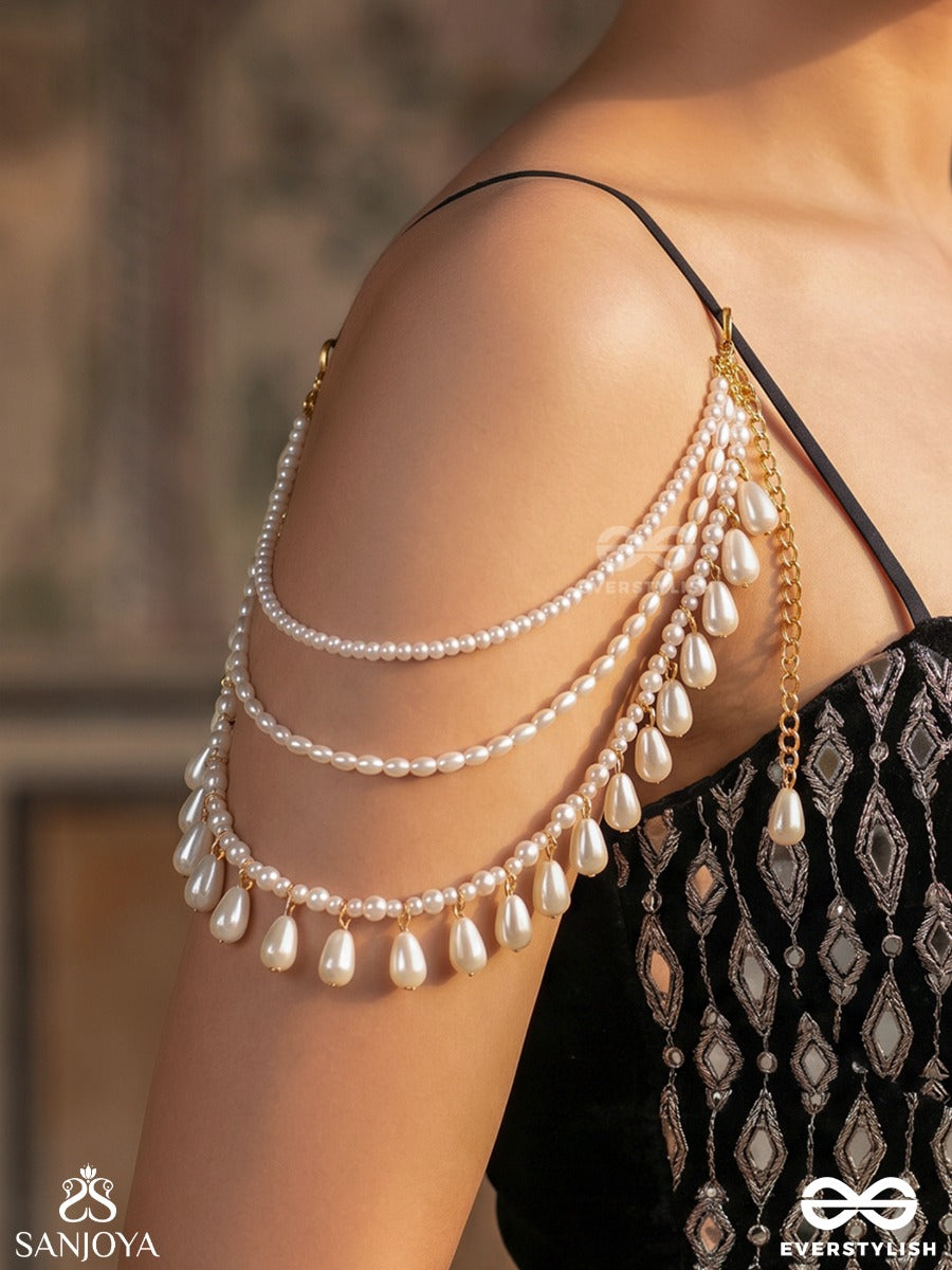 Zulfehra – Adornment Of Tresses – Versatile Body Jewellery That Styles As A Necklace Or Shoulder Chain With Flowing Pearl Strands