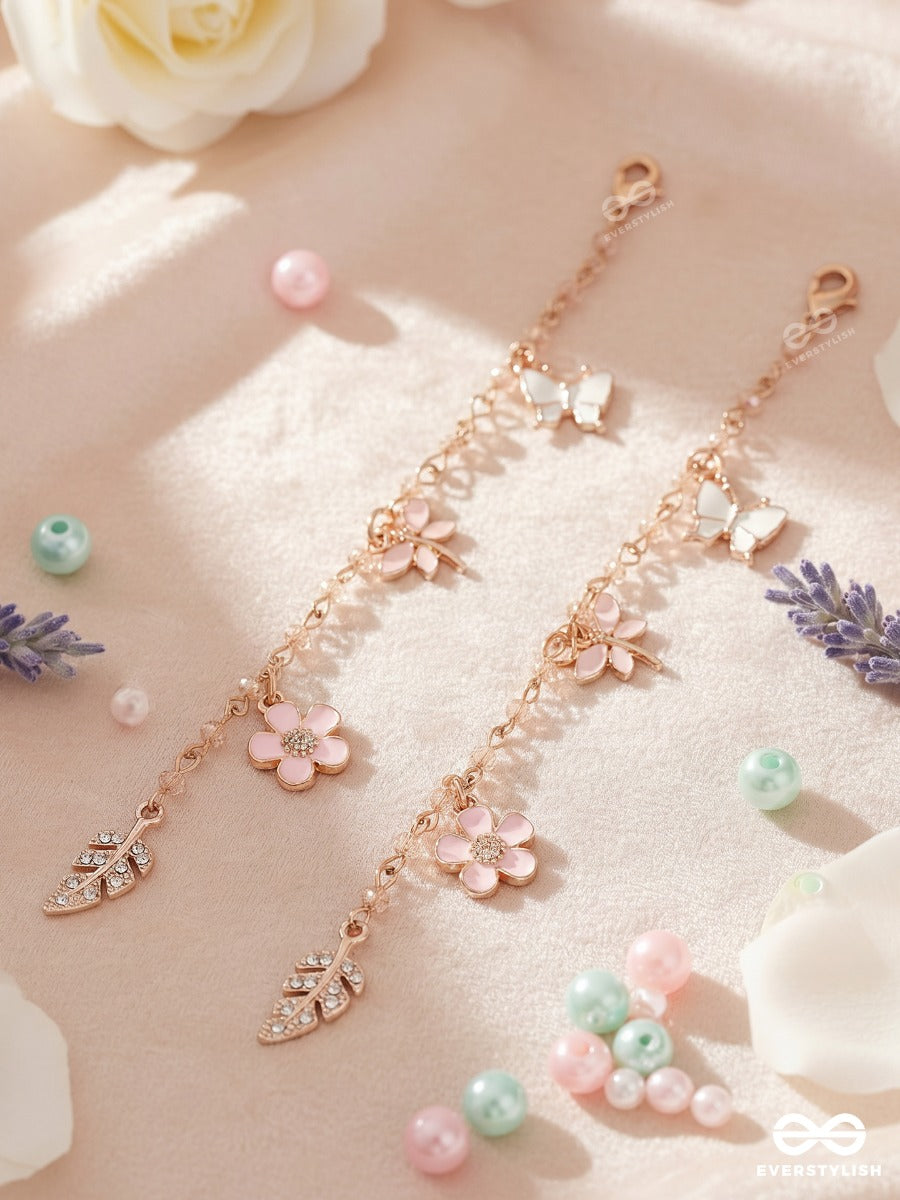 Golden Garland – Hair Clip Set Of 2 With Floral Charms, Pearls And Crystal Drops
