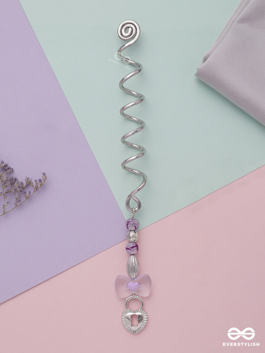 Lilac Wish – Silver Spiral Braidlet With Pastel Purple Accent Bow And Charm Drop