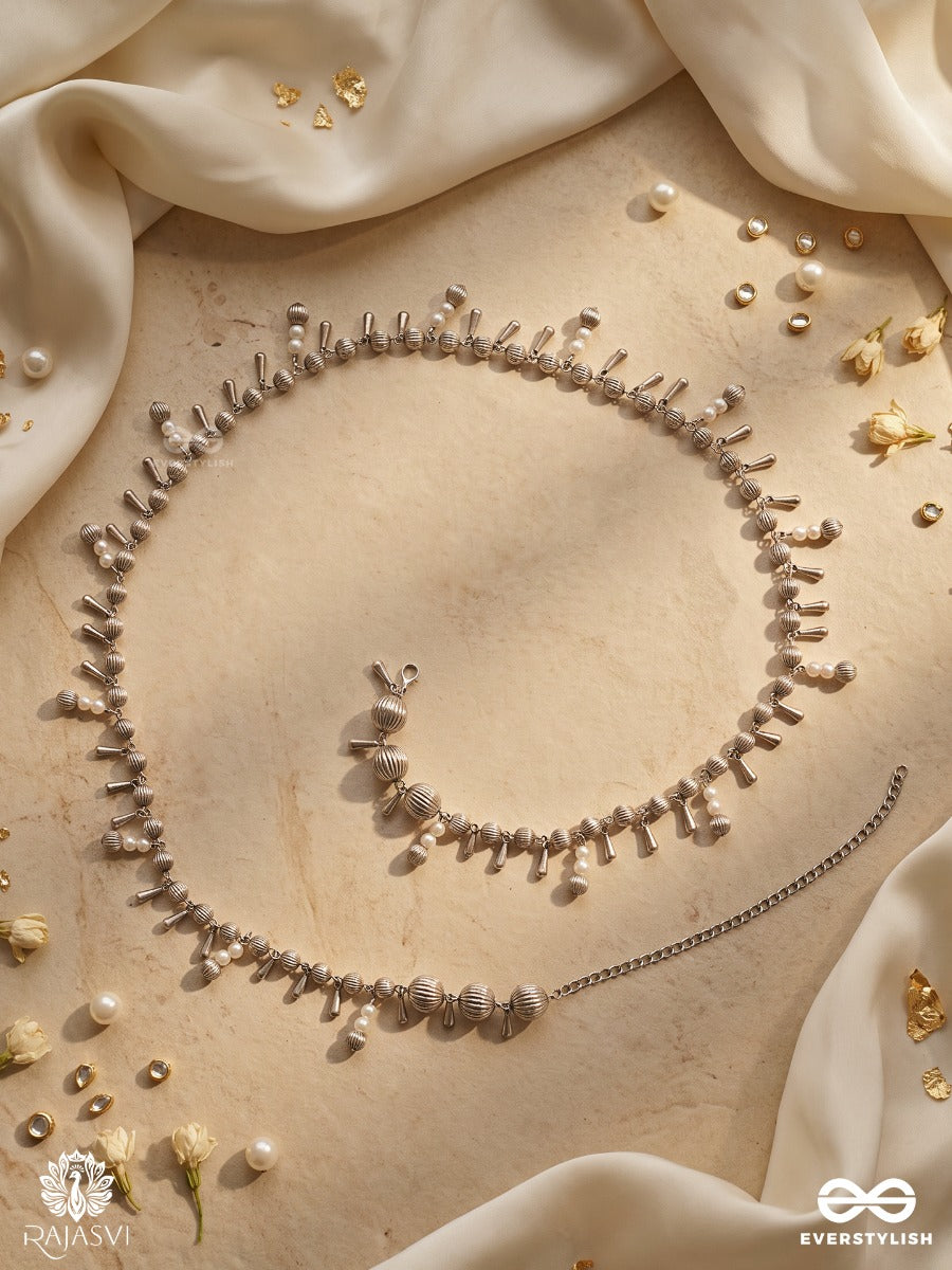 Jhanjhari – Oxidised Waist Chain With Cascading Silver-Tone Danglers And Delicate Drop Charms