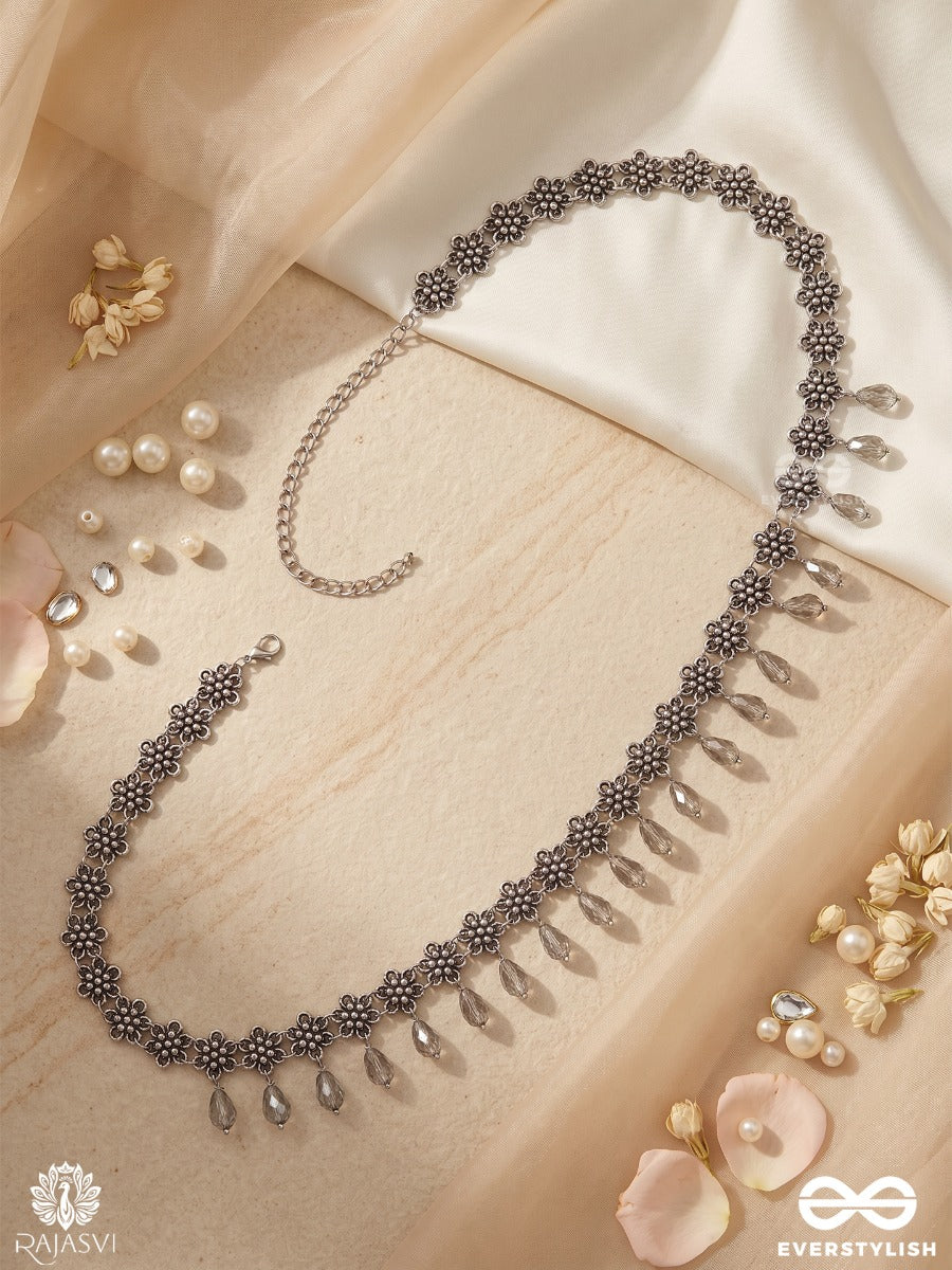 Sukriti – Oxidised Waist Chain With Floral Links And Danglers