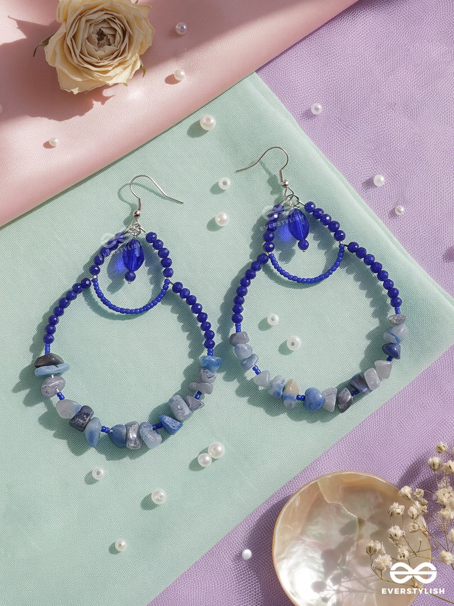 Lapis Breeze – Blue Stone Teardrop Earrings With Cobalt Beads