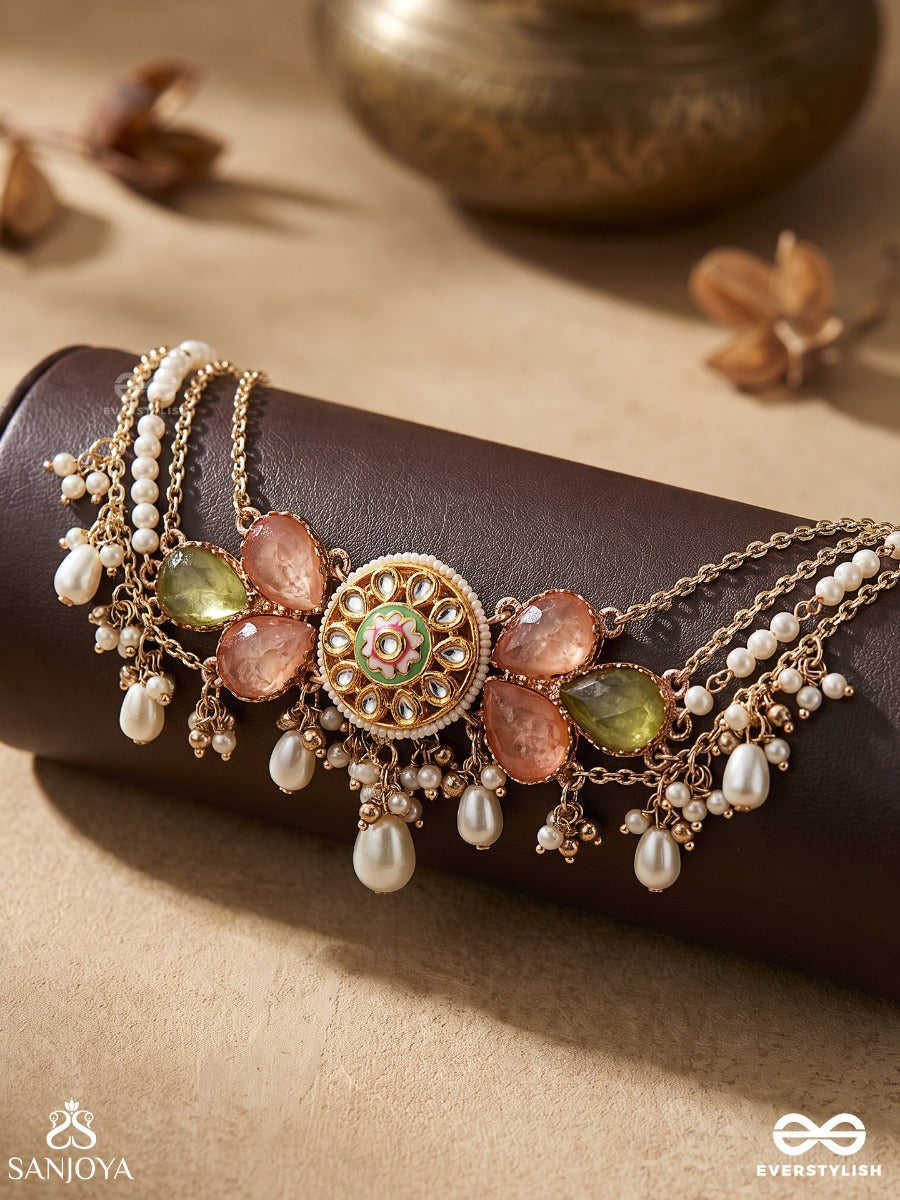 Tarunima - Freshness- Simple Graceful Choker Neckpiece With Gemstones, Kundan And Pearls