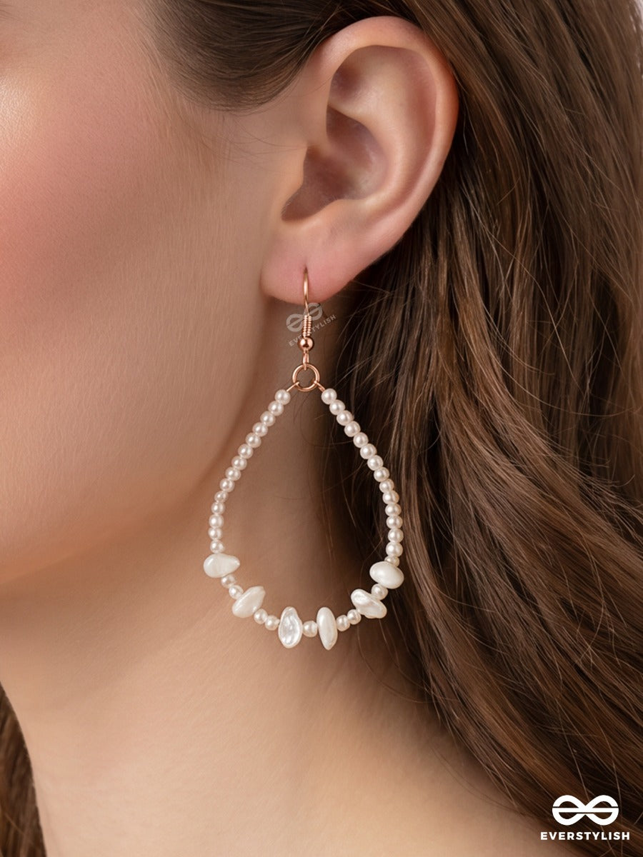 Ivory Dewdrop – Teardrop Seed Pearl Earrings With Baroque Pearl Details