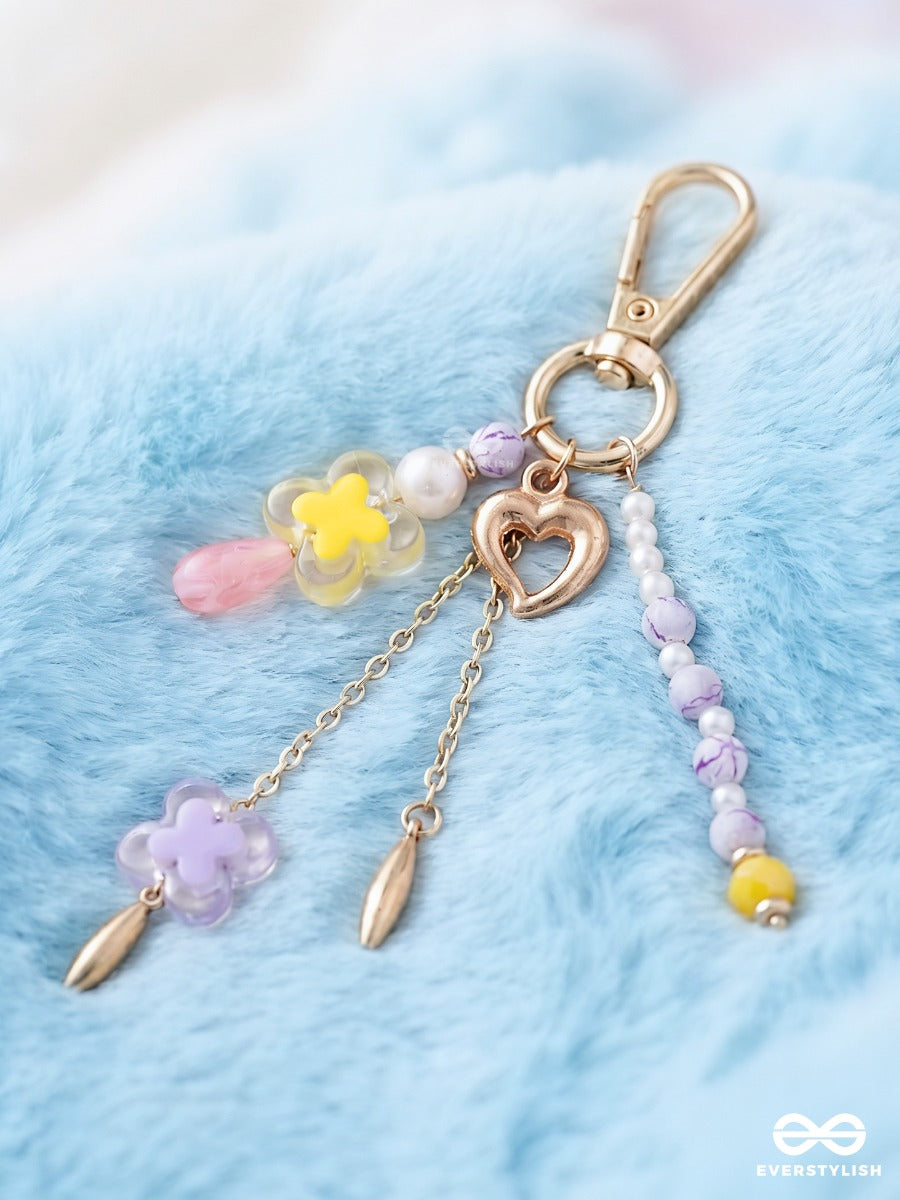 Bloom Pop – Pastel Bag Charm With Floral And Crystal Details