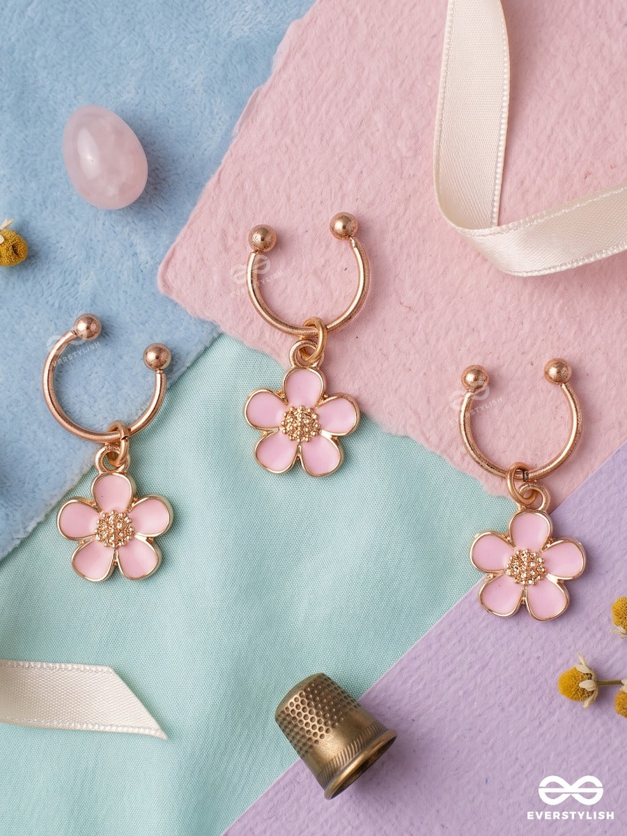 Rosy Rush – Mini Daisy Hair Cuff Set Of 3 With Blush Pink Flower Charms