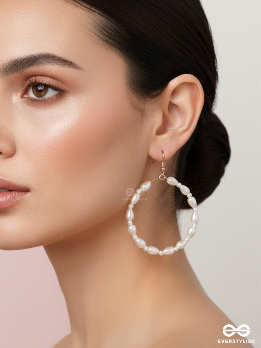 Pearl Eclipse – Elegant Pearl Beaded Hoop Earrings